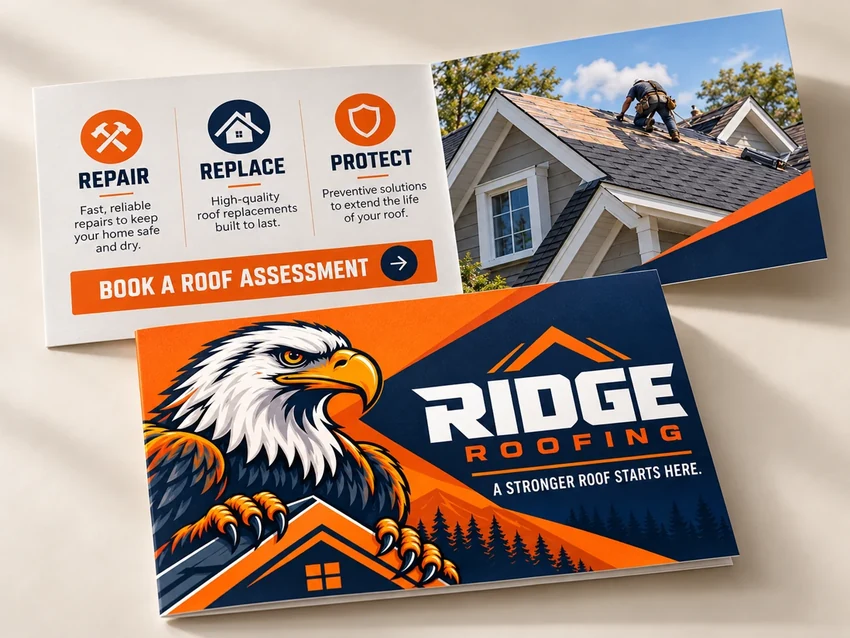 Eagle-branded roofing marketing design concept