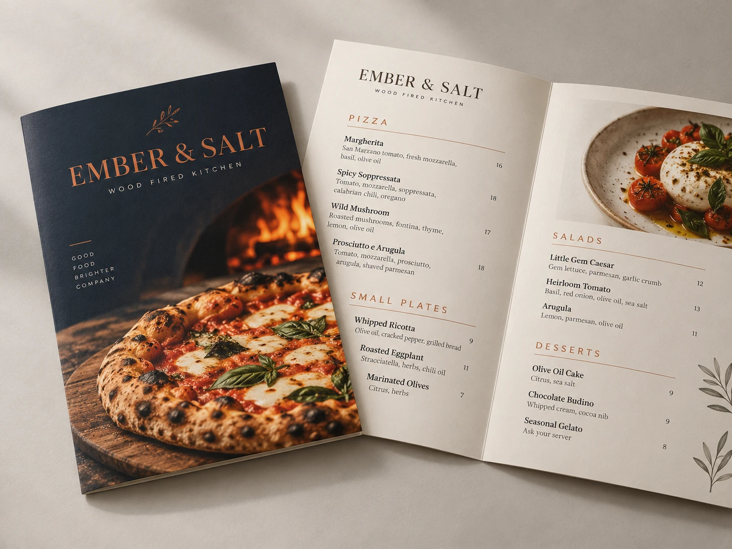 Restaurant menus design example